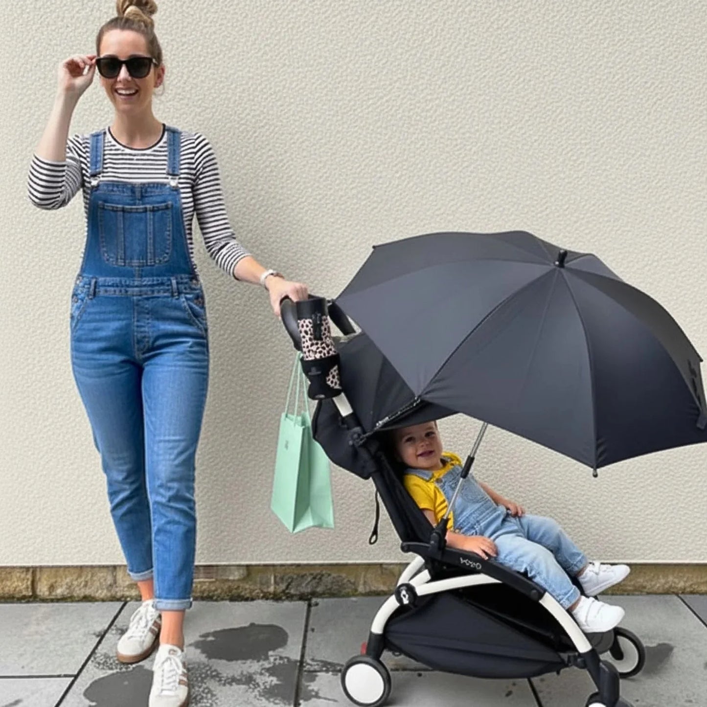Ombrelle poussette uv-protect maman et bebe en jeans