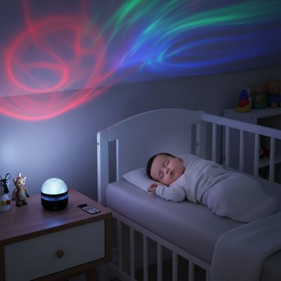 Veilleuse bébé projecteur projetant des formes colorées au plafond